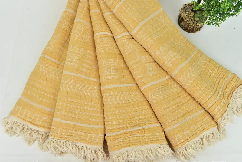 76x56 Cotton Kilim Design Towel, Decorative Bedspread, Organic Throw, Baby Boy Gift, Turkish Blanket, Bachelorette Party Favors, Throw Blanket Couch - 5