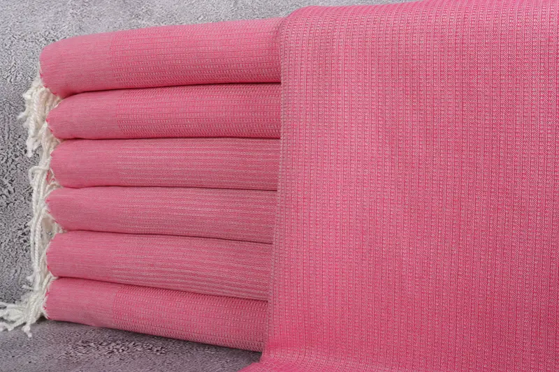 Kişiye Özel Türk Havlusu Banyo Geometrik Fuşya Bej, 38x71 İnç