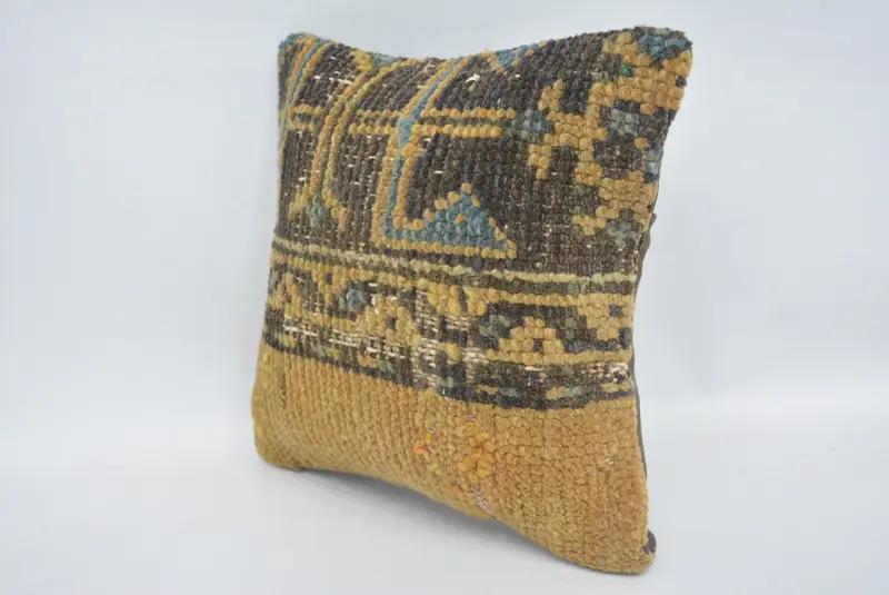 12x12 Brown Cushion Case, Lounge Throw Cushion Cover, Cushion Cover, Vintage Pillow, Throw Kilim Pillow, Vintage Kilim Throw Pillow - 4