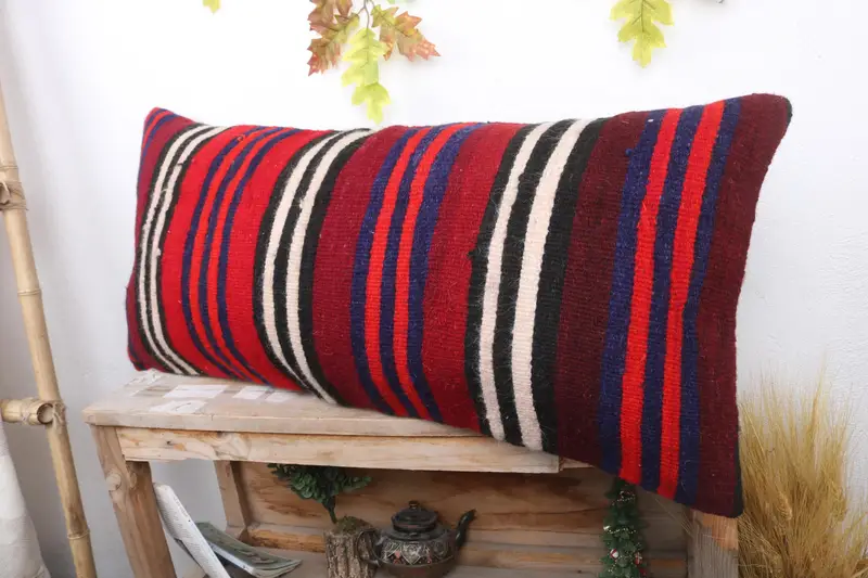 Customized Pillow Case, Lounge Throw Pillow Case, Pillow for Couch, Kilim Pillow, Gift Pillow, Cushion, 16x36 Red Cushion Cover, Custom Cushion Case - 4