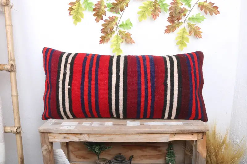 Customized Pillow Case, Lounge Throw Pillow Case, Pillow for Couch, Kilim Pillow, Gift Pillow, Cushion, 16x36 Red Cushion Cover, Custom Cushion Case - 1