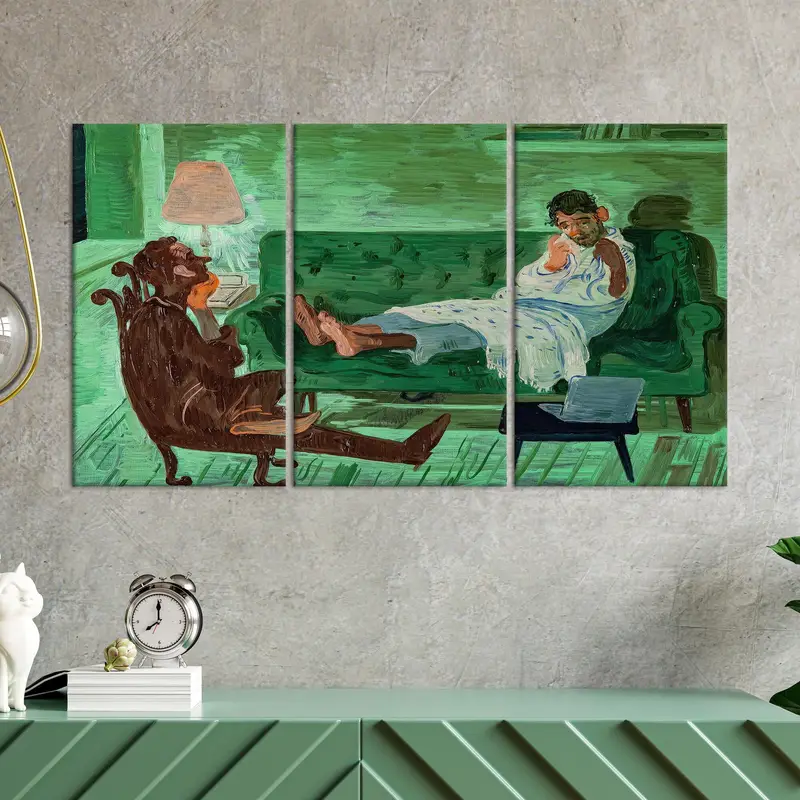 Salman Toor Two Friends, Canvas Wall Art, Salman Toor Wall Art, Two Friends Poster, Green Wall Decor, Gift for Friends, Modern Wall Decor, - 5