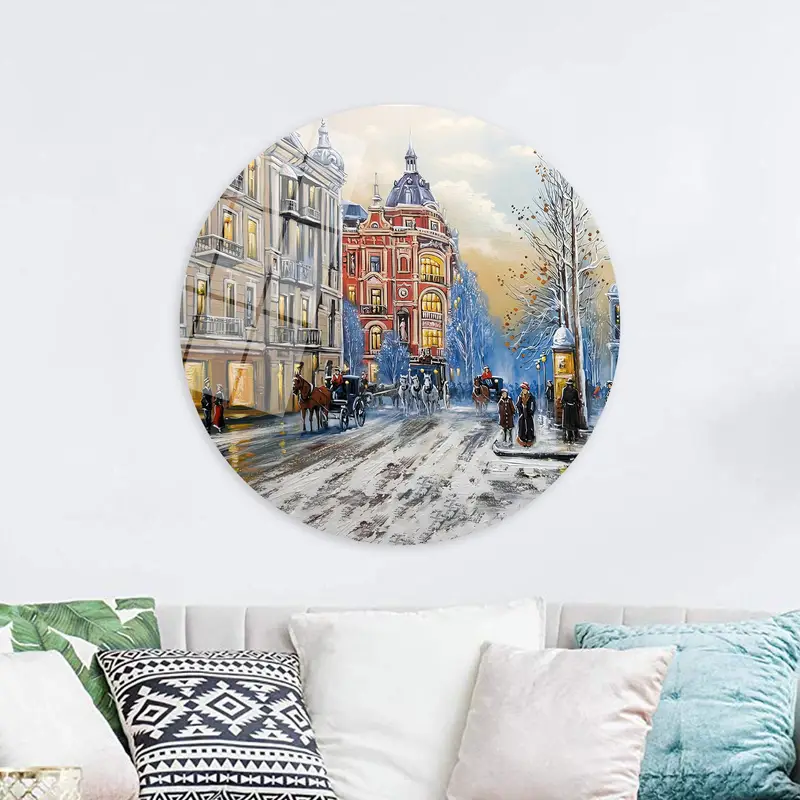 モダンな都市景観キャンバス: 冬の風景アート プリント