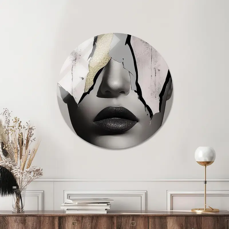 Zarif Gri Soyut Kadın Modası Baskılı Kanvas Tablo