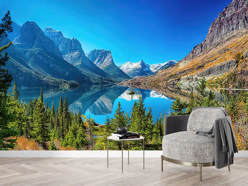 Baskılı Duvar Kağıdı: Saint Mary Lake, Montana Doğa Manzarası