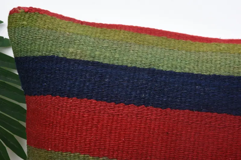 Knitted Pillow Sham, Turkish Kilim Pillow, Pillow Sham, 14x14 Red Pillow, Ethnical Kilim Rug Pillow, Antique Pillows, Bolster Throw Pillow Sham - 2