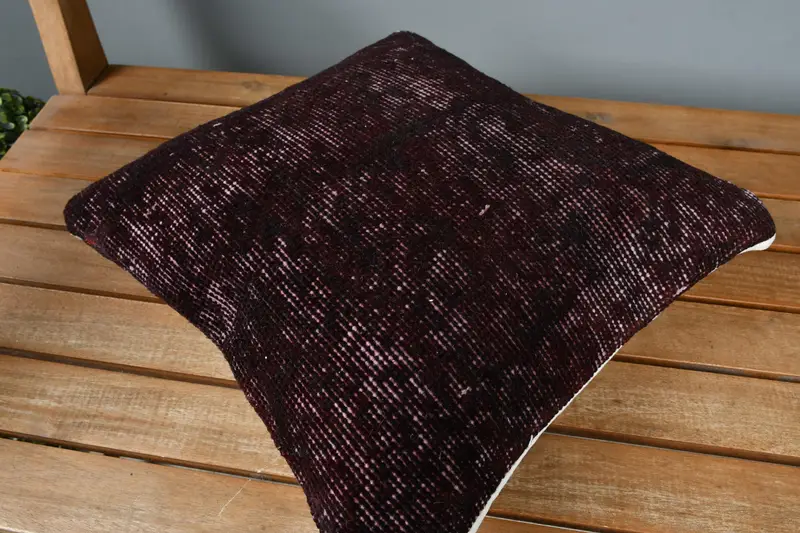 Decorative Pillow Case, Cushion, Vintage Kilim Pillow, Aztec Pillow Case, 14x14 Black Pillow Sham, Throw Kilim Pillow, Turkish Kilim Pillow - 2