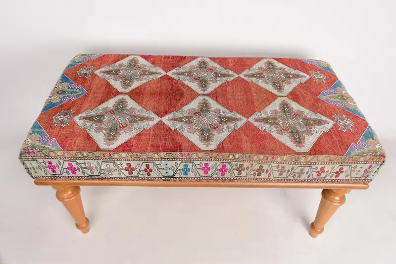 Kilimden Esinlenen Yün Karışımlı Osmanlı, Kırmızı & Kahverengi Modüler Koltuk Takımı