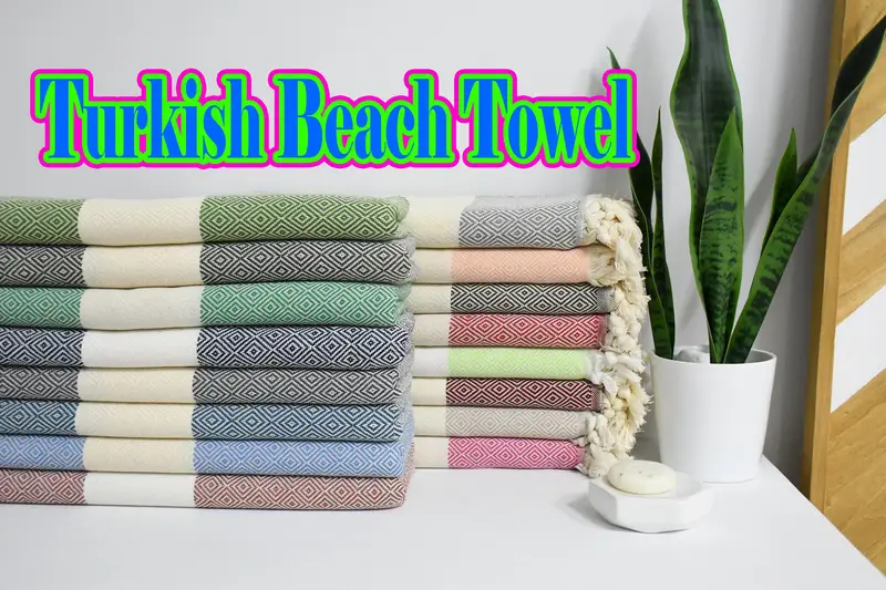 Personalized Beach Towel Organic Cotton, 70x40 Inches or 180x100 cm