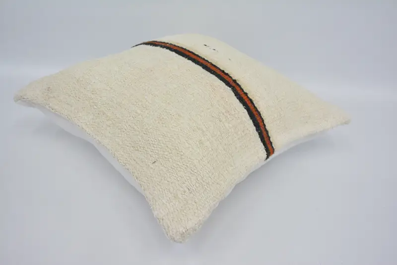 Ethnical Kilim Rug Pillow, Boho Pillow, 16x16 White Cushion Cover, Pillow, Bohemian Cushion Cushion, Authentic Pillow, Throw Kilim Pillow - 6