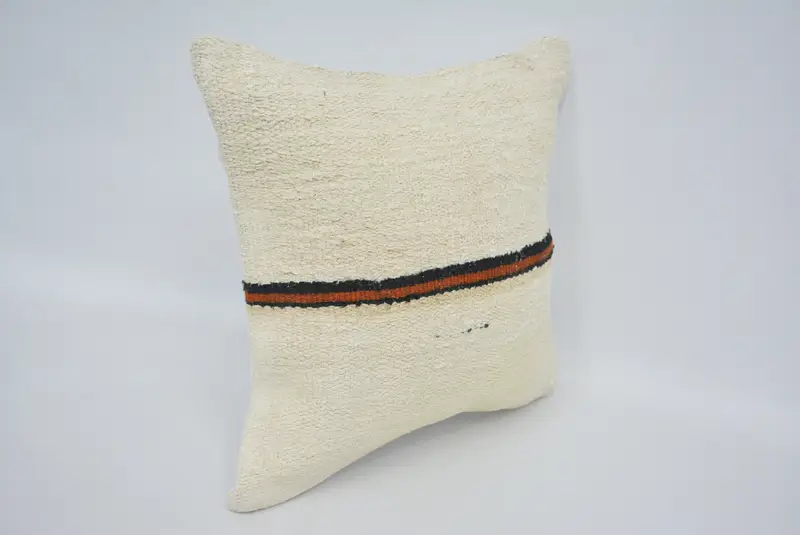 Ethnical Kilim Rug Pillow, Boho Pillow, 16x16 White Cushion Cover, Pillow, Bohemian Cushion Cushion, Authentic Pillow, Throw Kilim Pillow - 3