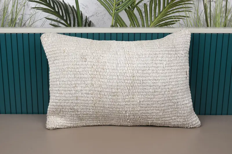 Beige besticktes Southwestern-Wurfkissen, handgefertigtes rechteckiges Kissen