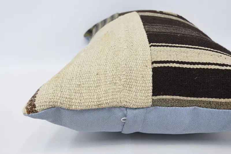 Lounge Throw Cushion Case, Antique Pillows, Home Decor Pillow, 16x24 Brown Cushion, Natural Pillow Case, Pillow Case, Ethnical Kilim Rug Pillow - 5
