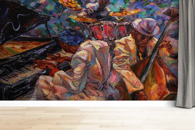 Modern Wall Paper, Jazz Wall Painting, , Wall Paper Peel and Stick, Music Room Wall Painting, 3d Wall Paper, American Wall Mural, - 4