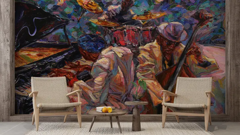 Modern Wall Paper, Jazz Wall Painting, , Wall Paper Peel and Stick, Music Room Wall Painting, 3d Wall Paper, American Wall Mural, - 3