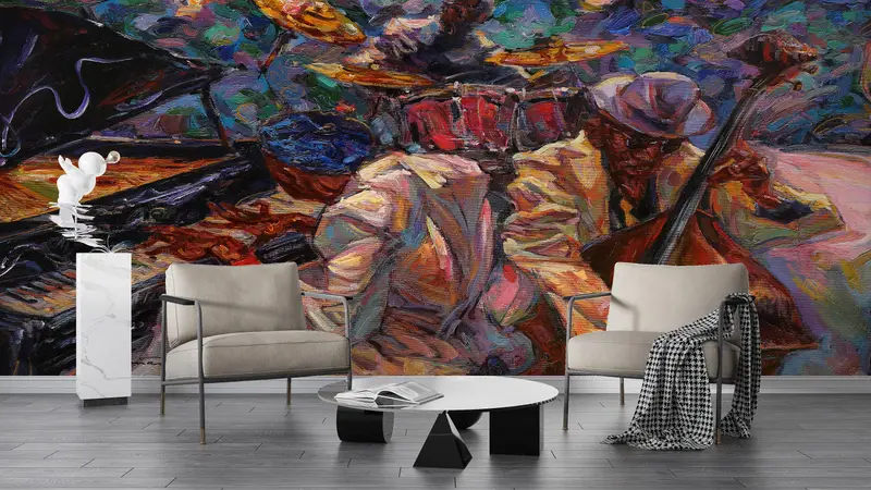 Modern Wall Paper, Jazz Wall Painting, , Wall Paper Peel and Stick, Music Room Wall Painting, 3d Wall Paper, American Wall Mural, - 5