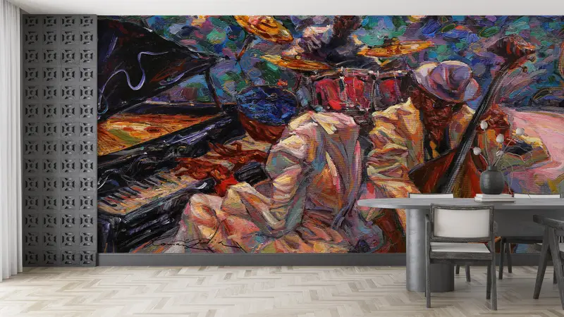 Modern Wall Paper, Jazz Wall Painting, , Wall Paper Peel and Stick, Music Room Wall Painting, 3d Wall Paper, American Wall Mural, - 6