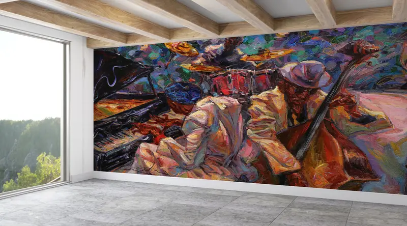 Modern Wall Paper, Jazz Wall Painting, , Wall Paper Peel and Stick, Music Room Wall Painting, 3d Wall Paper, American Wall Mural, - 7