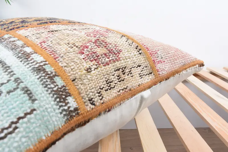 Interior Designer Pillow, Pillow Sham, 20x28 Orange Pillow Sham, Crochet Pattern Cushion Cover, Vintage Kilim Pillow, Pillow for Couch - 7