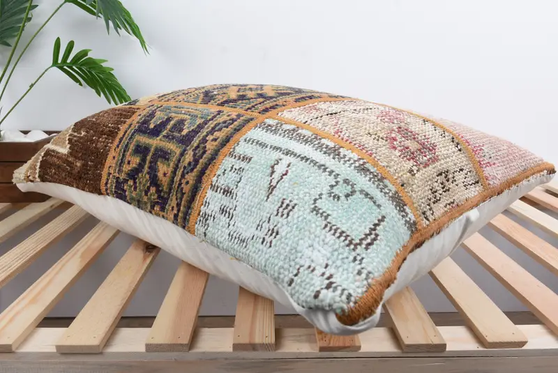 Interior Designer Pillow, Pillow Sham, 20x28 Orange Pillow Sham, Crochet Pattern Cushion Cover, Vintage Kilim Pillow, Pillow for Couch - 6