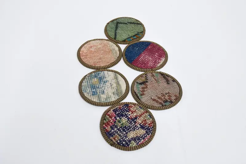 Elegant Blue and Green Coasters, Premium Glass Pad Coaster Set