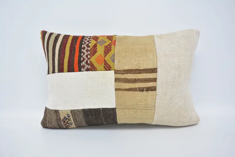 Boho Pillow, Toss Cushion, Turkish Kilim Pillow, Pillow Cover, 16x24 White Pillow Case, Pillow for Couch, Vintage Kilim Pillow Pillow Case - 1