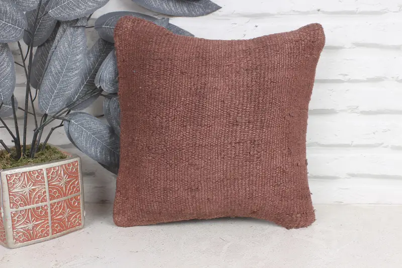 Kilim Pillow Cover, Turkish Pillow, Turkish Kilim Pillow, 12x12 Purple Cushion, Pet Pillow, Cushion Case, Meditation Cushion Cover - 1