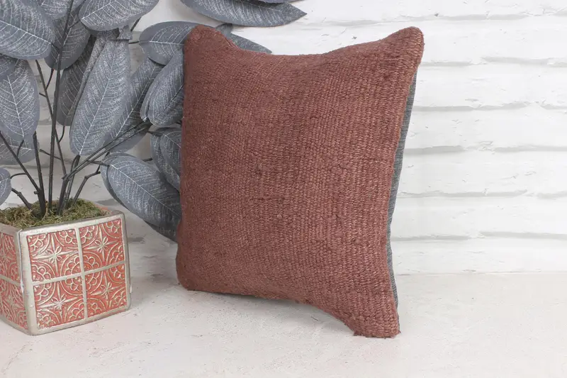 Kilim Pillow Cover, Turkish Pillow, Turkish Kilim Pillow, 12x12 Purple Cushion, Pet Pillow, Cushion Case, Meditation Cushion Cover - 3