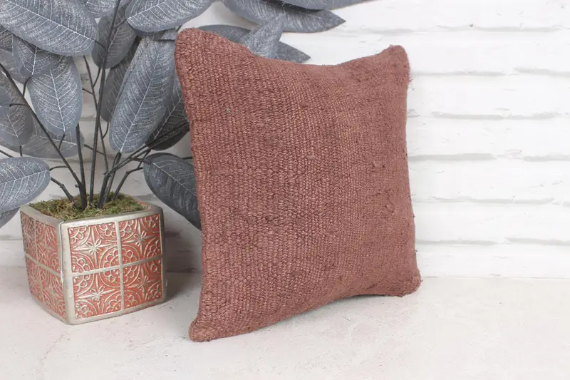 Kilim Pillow Cover, Turkish Pillow, Turkish Kilim Pillow, 12x12 Purple Cushion, Pet Pillow, Cushion Case, Meditation Cushion Cover - 4