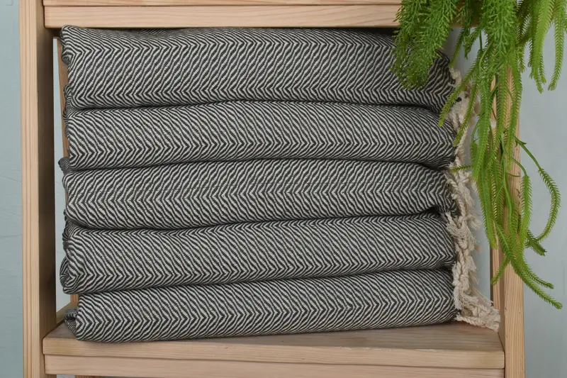 Chevron Tea Towel, Custom Hand Towel, 20x40 Inches Khaki Green Cotton