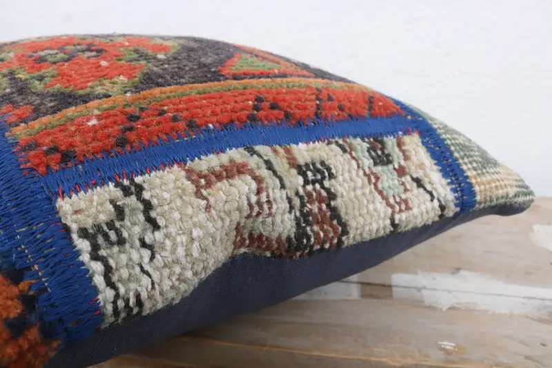 Vintage Kilim Throw Pillow, Vintage Pillow, Kilim Pillow, Cushion Cover, Muted Pillow Sham, Indoor Pillow Case, 14x14 Red Cushion Cover - 6