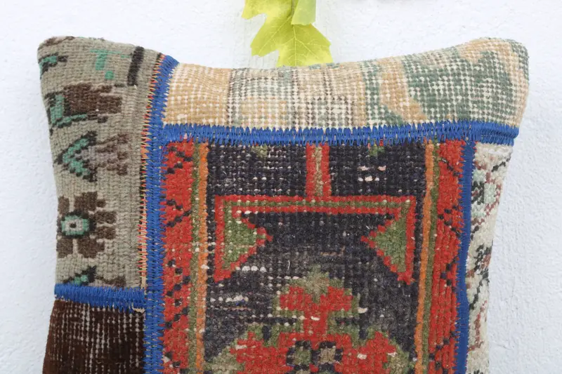 Vintage Kilim Throw Pillow, Vintage Pillow, Kilim Pillow, Cushion Cover, Muted Pillow Sham, Indoor Pillow Case, 14x14 Red Cushion Cover - 4
