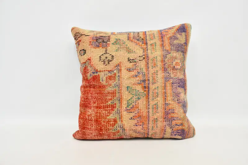 Boho Pillow, Pillow, Boho Pillow Sham Cover, Toss Pillow Case, Vintage Kilim Throw Pillow, 24x24 Red Pillow Cover, Accent Throw Pillow Case - 1