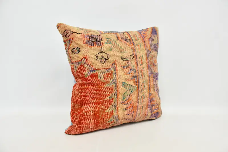 Boho Pillow, Pillow, Boho Pillow Sham Cover, Toss Pillow Case, Vintage Kilim Throw Pillow, 24x24 Red Pillow Cover, Accent Throw Pillow Case - 3