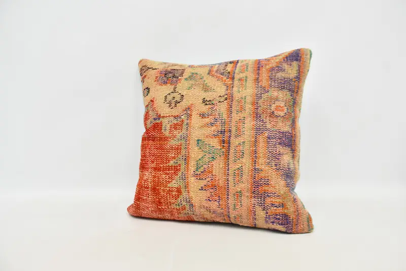 Boho Pillow, Pillow, Boho Pillow Sham Cover, Toss Pillow Case, Vintage Kilim Throw Pillow, 24x24 Red Pillow Cover, Accent Throw Pillow Case - 4