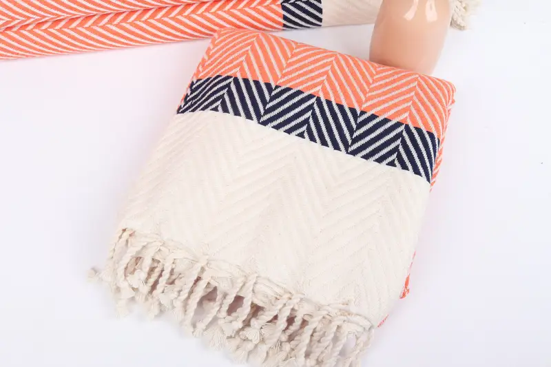 Bridal Shower Gift, Home Decor Gifts, Fringed Turkish peshtemal beach towel USA, Custom Gifts, 84x40 Cotton Striped Towel, Personalized Wedding Gift - 5