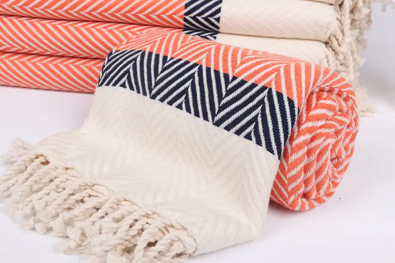 Bridal Shower Gift, Home Decor Gifts, Fringed Turkish peshtemal beach towel USA, Custom Gifts, 84x40 Cotton Striped Towel, Personalized Wedding Gift - 4
