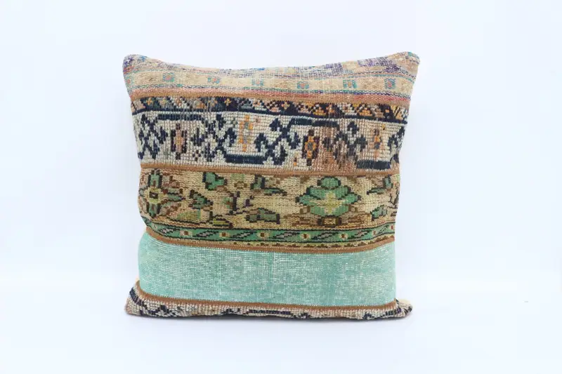 Cushion Case, Pillow for Couch, 28x28 Blue Pillow Sham, Kilim Pillow, Lounge Throw Pillow Case, Vintage Kilim Throw Pillow, Ikat Cushion - 1