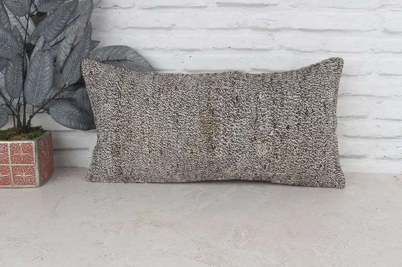 12x24 Gray Cushion Cover, Cotton Cushion Case, Ottoman Pillow Cover, Home Decor Pillow, Vintage Kilim Pillow, Vintage Pillow, Pillow Case - 1