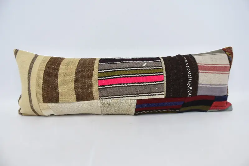 Kilim Pillow, Bolster Cushion Cover, Cushion Cover, Turkish Pillow, 12x36 Beige Pillow Case, Turkish Kilim Pillow, Ethnic Pillow Cover Cushion - 1