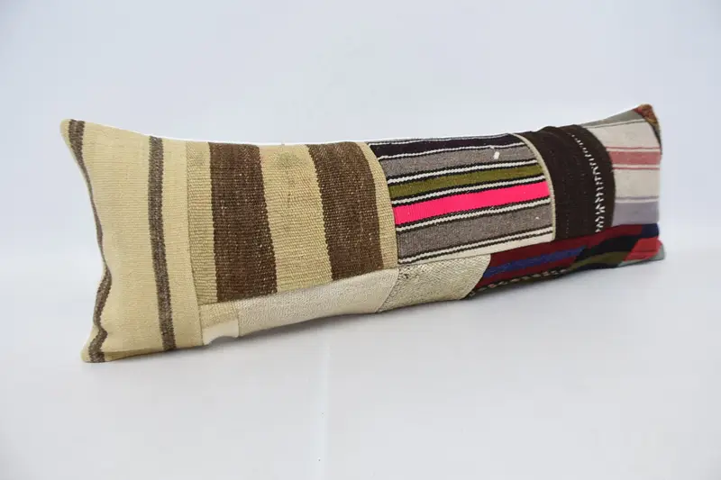 Kilim Pillow, Bolster Cushion Cover, Cushion Cover, Turkish Pillow, 12x36 Beige Pillow Case, Turkish Kilim Pillow, Ethnic Pillow Cover Cushion - 3