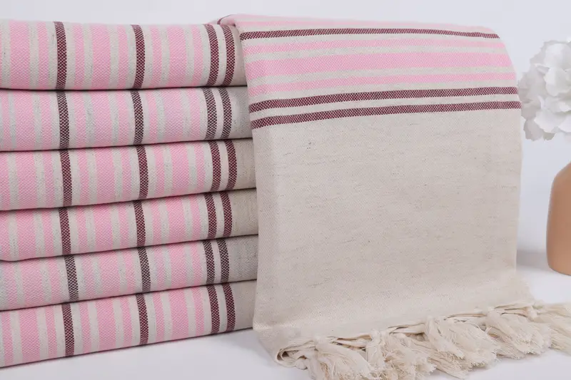 Personalized Wedding Gift, Hammam Towel USA, Custom Gift, Personalized Towel Gift, Bridesmaid Gifts, 70x40 Linen Striped Towel, Employee Gifts - 2