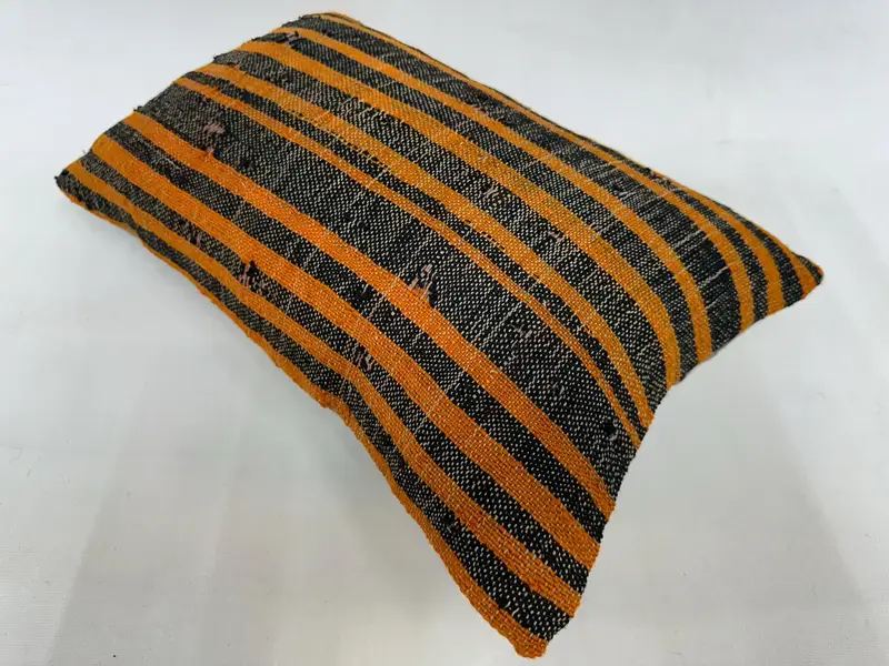 Bequemes Wurfkissenbezug, handgefertigtes Kilimkissen, dekorative Kissenkoffer, Kissenbedeckung, Boho -Kissenschein -Abdeckung, 12x20 Orangenkissen, Boho -Kissen - 6