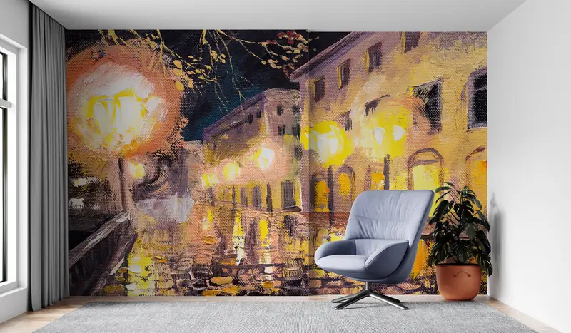 Baskılı Paris Sokak Lambası Duvar Kağıdı: Zarif Şehir Dekoru