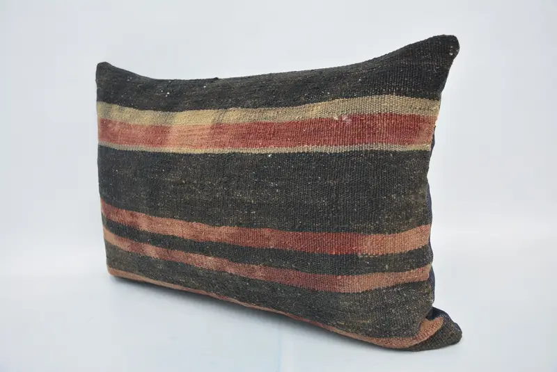 Almohada de tiro hippie, almohadas antiguas, almohada turca, cubierta de almohada, almohada de decoración del hogar, cubierta de almohada marrón 16x24, estuche de cojín vintage - 4