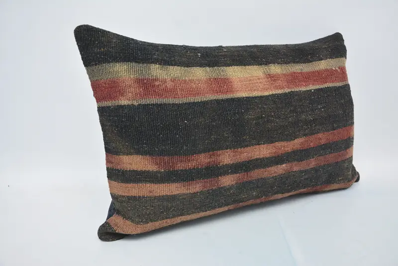 Almohada de tiro hippie, almohadas antiguas, almohada turca, cubierta de almohada, almohada de decoración del hogar, cubierta de almohada marrón 16x24, estuche de cojín vintage - 3