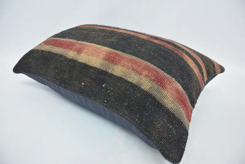 Almohada de tiro hippie, almohadas antiguas, almohada turca, cubierta de almohada, almohada de decoración del hogar, cubierta de almohada marrón 16x24, estuche de cojín vintage - 6
