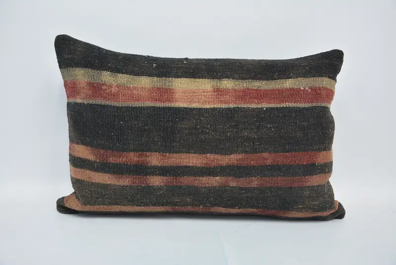 Almohada de tiro hippie, almohadas antiguas, almohada turca, cubierta de almohada, almohada de decoración del hogar, cubierta de almohada marrón 16x24, estuche de cojín vintage - 1