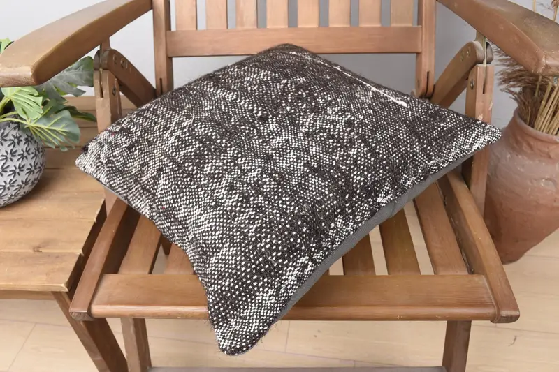 Vintage Kilim Throw Pillow, Throw Kilim Pillow, 16x16 Brown Cushion Cover, Ethnical Kilim Rug Pillow, Pillow Sham, Muted Pillow Case - 4