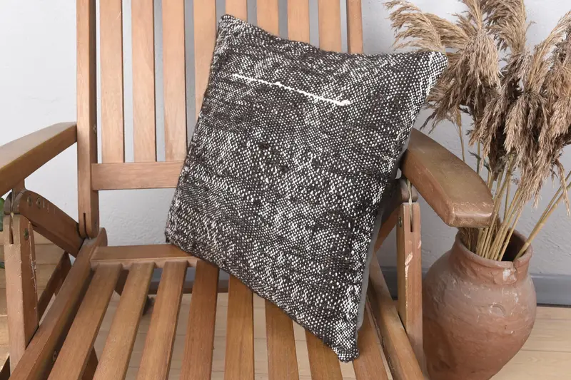 Vintage Kilim Throw Pillow, Throw Kilim Pillow, 16x16 Brown Cushion Cover, Ethnical Kilim Rug Pillow, Pillow Sham, Muted Pillow Case - 3